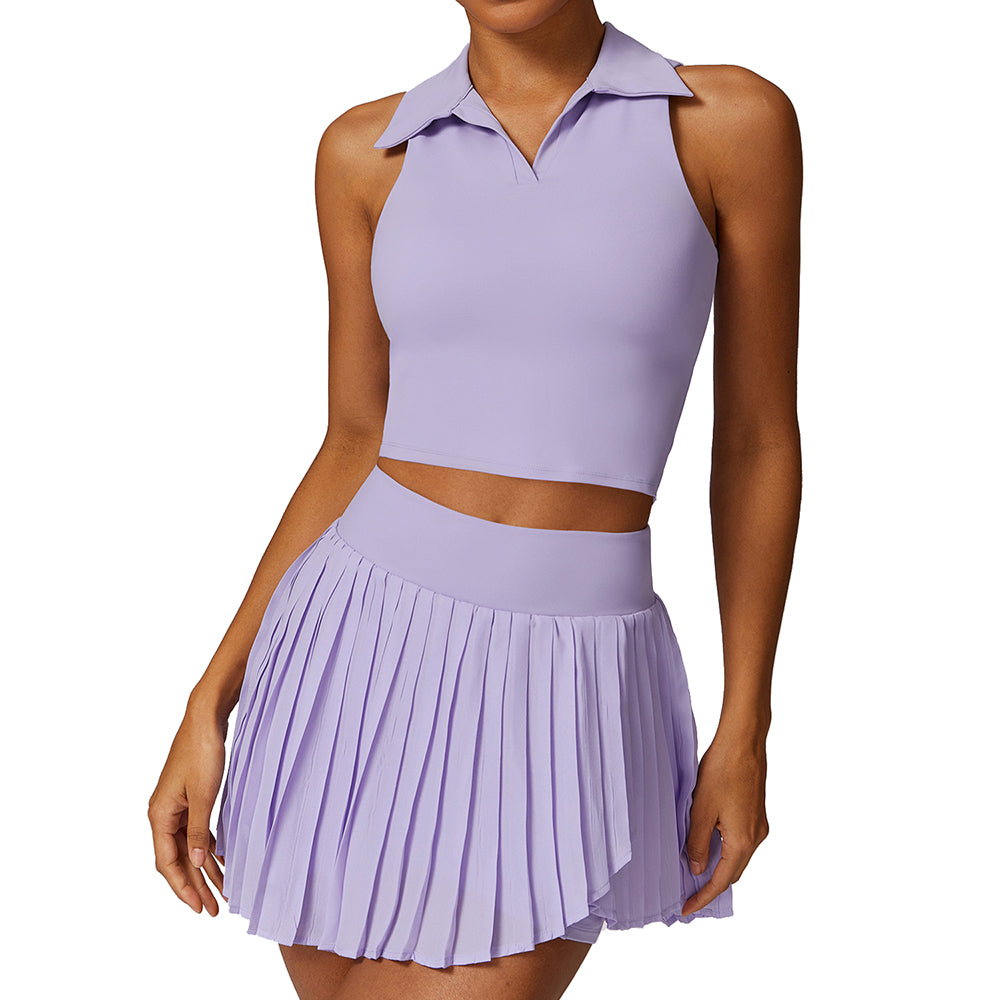 8600 Workout Golf Tennis Mini Dresses Set Sleeveless Vest Top+Short Skirt For Outdoors Summer 8600 Workout Golf Tennis Mini Dresses Set Sleeveless Vest Top+Short Skirt For Outdoors Summer